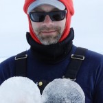 Microbiologist Andy Juhl with newly collected samples