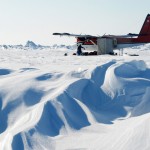 A small plane flies to sites on the sea ice