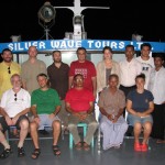 The science team on the BanglaPIRE2011 cruise posed in front of the bridge.