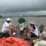 A dry moment on the launch as we head into the clouds.