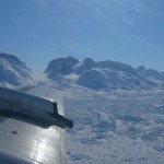 Flying low over the outlet glaciers